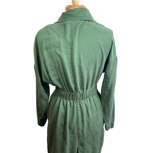 Zara Olive Green Light Weight Trench Coat Duster Jacket Belted Waist Tied - Picture 13 of 15